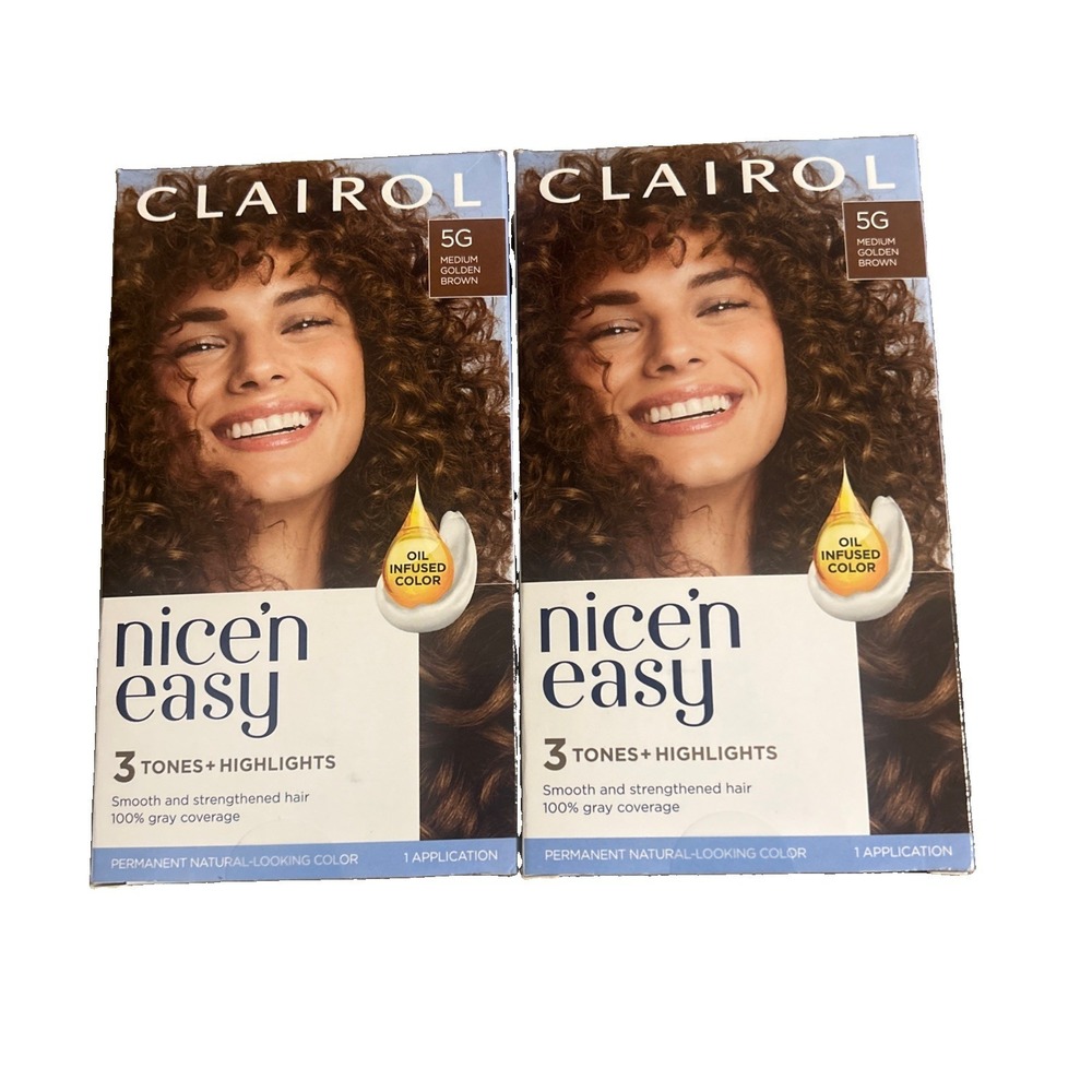 Clairol Nice'n Easy Permanent Hair Color, 5G Medium Golden Brown 2 Pack